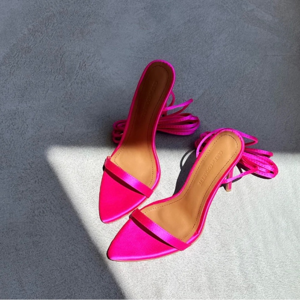 RAQUEL HOT PINK SATIN HEELS